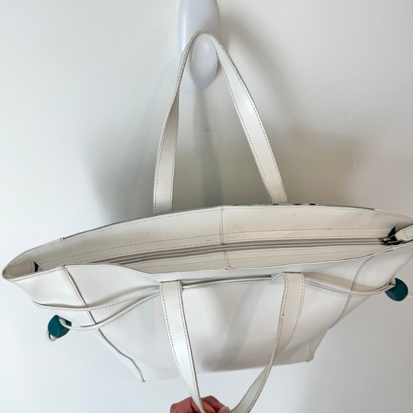 Claudia Firenze Leather Tote Bag Fish Print Turquoise Accent - Picture 3 of 10